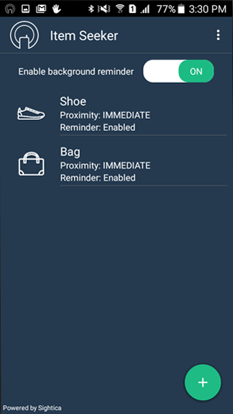 Item Seeker app screenshot - locating a tagged item